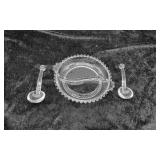 Imperial Glass Candlewick Oval Relish Dish W/Spoon