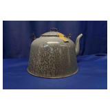 Gray Enamelware Kettle With Bale Handle