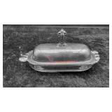 1847 Rogers Bros Silver Plate & Glass Butter Dish
