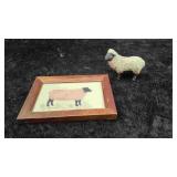 Farmhouse Sheep Figurine & Rustic Sheep Painting