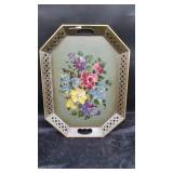 Nashco Products Painted Floral Metal Serving Tray