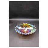 Marigold Carnival Glass Harvest Grape Footed Bowl