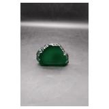 Scalloped Edge Decorative Malachite Glass Art