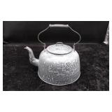 Gray Enamelware Teakettle With Lid