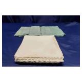 White Embroidered & Light Blue Hemstiched Napkins