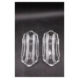 2 Panneled Zipper Pattern Clear Glass Relish Dish
