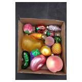 13 Food Shaped Blow Mold Glass Christmas Ornaments