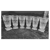 6 Clear Cape Cod Footed Thumblers