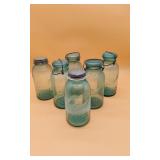 6 Aqua Ball Mason & Ideal Glass Jars