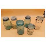 6 Various Jars: Atlas Ball, Mason