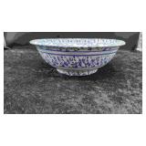 Blue and White Stoneware Spongeware Bowl