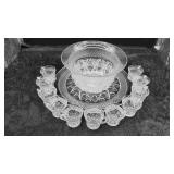 Clear Cape Cod Ohio Punch Bowl W/23 Cups