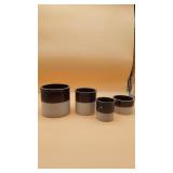 4 Various Size Two-Tone Stoneware Crocks