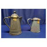 2 Gray Enamelware Pitchers