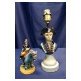 Chalkware Table Lamp & Staffordshire-Style Figure