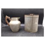 Galvanised Metal Gas Can and Pitcher