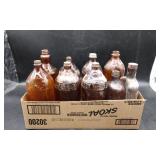 9 Amber Glass Bottles