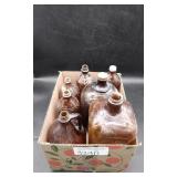 7 Amber Glass Bottles