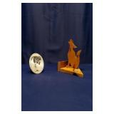 Folk Art & Marble Wolf Plaque