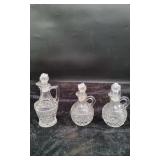 3 Clear Cape Cod Cruet W/Stoppers