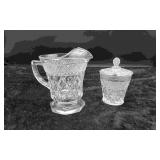 Clear Cape Cod Pitcher & Marmalade Jar W/Lid