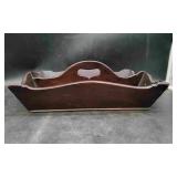 Black Wooden Caddy With A Central Carrying Handle