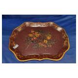 Folk Art Painted Metal Tray
