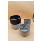 4-Gallon Two-Tone Crock & Two Small Stone Crocks