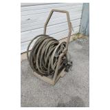 Garden Hose Reel Cart & Coiled Rubber Hose