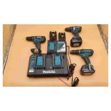 3 Makita Hand Drills & Charging Packs