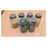 6 'Ball Blue' Mason Jars