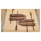 Pair Of Wooden Handscrew Clamps