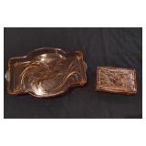 Pink Deppresion Glass Trinket Box & Footed Dish