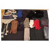 Basket Of Scarfs Gloves & Misc