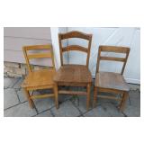 3 Small Wooden Chairs