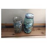 2 Jars Of Various Marbles