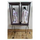 2 Shadow Boxed "Japanese Geisha" Dolls