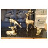 Set Of 4 Brass Toned Deer Family Set