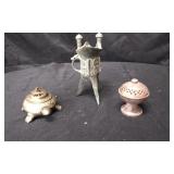 3 Brass & Metal Incense Pots