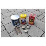 Vtg. Lids Large Square Nails & Canisters