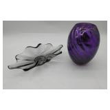 Vera Wang Vase & Smoky Gray Art Glass Bowl