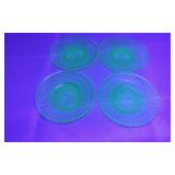 4 Uranium Glass Saucers
