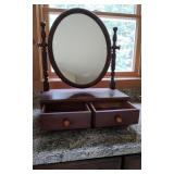 Wooden Table Top Swivle Vanity Mirror & Base