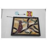 Framed Stained Glass Window Panel & Misc