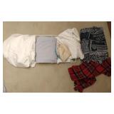 Basket Of Various Sheets & Pillow Cases & Misc