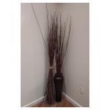 Dried Willow Branches In Metal Floor Vase