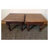 Pair Of Wooden Square End Tables
