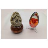 Iridescent  Art & Soapstone Eggs & Holders