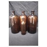 4 Amber Apothecary Bottles