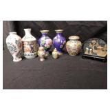 7 Enamel Ware Pieces & Cork Diorama
